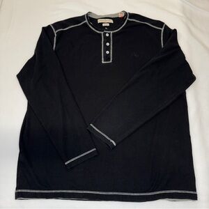 Tommy Bahama Men’s XXL Black Pima Cotton Waffle Knit Long Sleeve Shirt